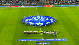 Les joueuses de OL Lyonnes et de Wolfsburg avant le match.