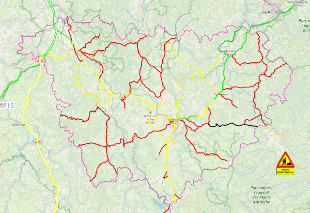 L'état des routes en Haute-Loire ce lundi matin © Inforoute43