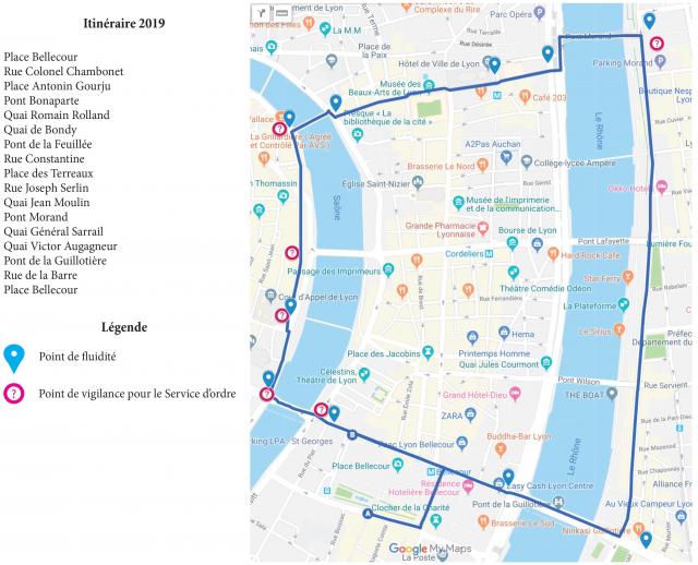 Itinéraire de la 24ème édition de la Marche des Fiertés LGBTI à Lyon