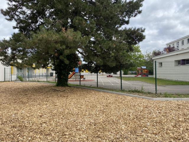 Une partie de la cour va accueillir des bacs pour y installer des potagers pédagogiques © Radio Scoop Céline Boucharlat