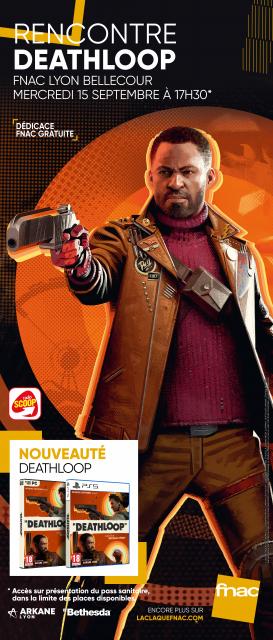 Affiche Rencontre avec l'équipe du jeu vidéo Deathloop à la Fnac Lyon Bellecour