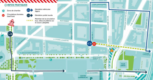 Une partie du cours Lafayette sera fermé à partir du 2 novembre 2021 à Lyon © Ville de Lyon