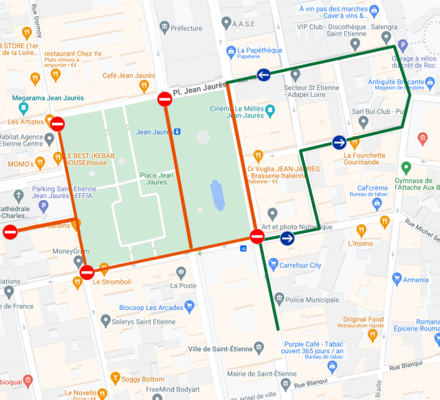 Opération de piétonisation sur la place Jean-Jaurès, à Saint-Étienne © Ville de Saint-Étienne