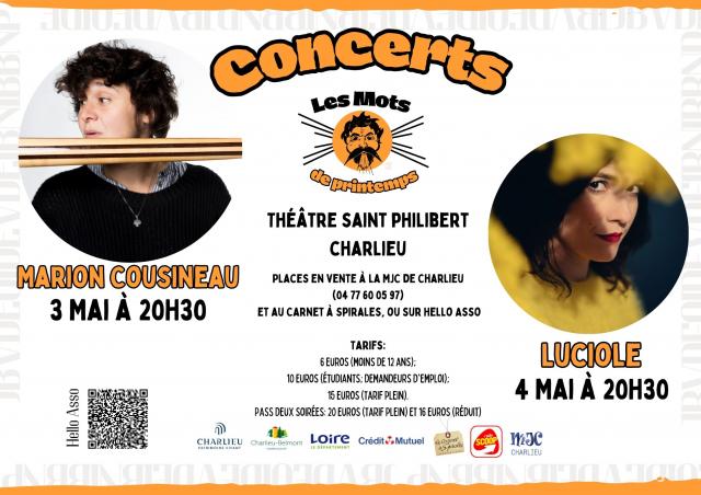 Concerts de Marion Cousineau et Luciole aux Mots de Printemps