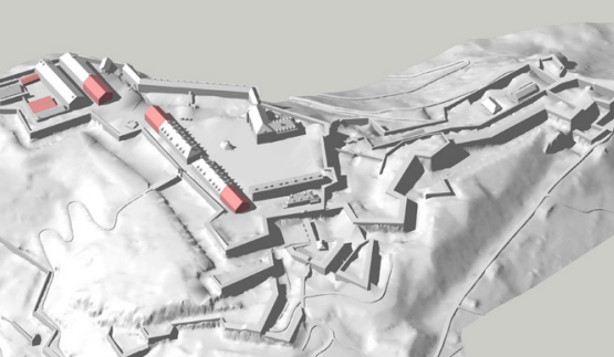 Phase 2 : l'héritage : un Fort rénové. En rose : des extensions nouvelles.