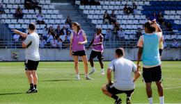 Les joueuses de l'OL Lyonnes à l'entraînement.