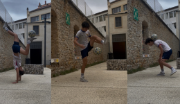 Ilian, tout juste 14 ans, pratique le foot freestyle depuis un an et demi.