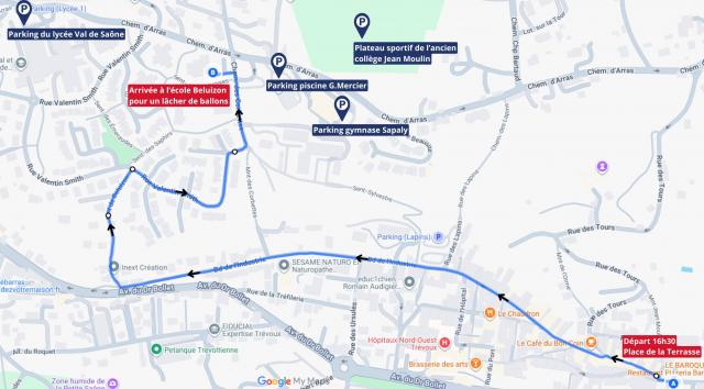 Le parcours de la marche blanche à Trevoux © Facebook / Mairie de Trevoux
