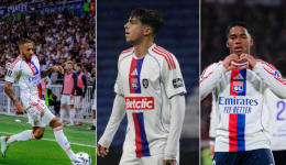 Corentin Tolisso, Afonso Moreira et Endrick, joueurs de l'OL.