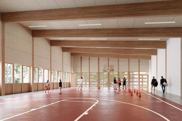 L'intérieur du pôle sportif. © Badia-Berger Architectes.