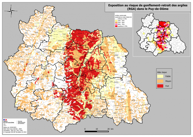 La carte du risque de RGA dans le Puy-de-Dôme © Préfecture du Puy-de-Dôme