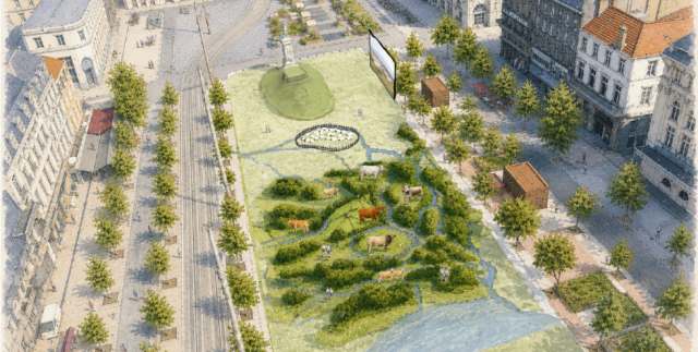 Une prairie va s'installer place de Jaude © Nicolas Triboï