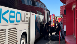 20 sapeurs-pompiers de retour à la caserne de Saint-Priest, près de Lyon.
