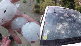 La grêle a fait de gros dégâts, ce mercredi 15 juillet, dans le secteur d'Aubenas (Ardèche)