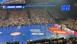 Le match entre les équipes féminines de la France et la Suède en handball à l'Arena de Décines.