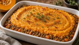 Parmentier de potimarron au haché de lentilles vertes