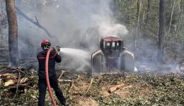 Les pompiers de l'Ain sont intervenus à la Tranclière pour un engin forestier en feu