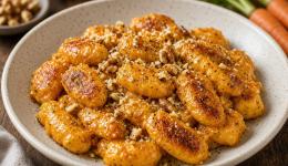 Poêlée de gnocchis au pesto de carottes et noix