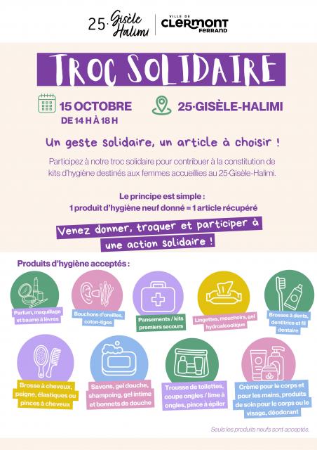 Le troc solidaire du 25 Gisèle Halimi le jeudi 15 octobre © Ville de Clermont-Ferrand