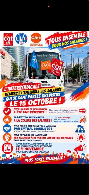 Appel à la grève aux TCL le 5 novembre 2026 © CGT