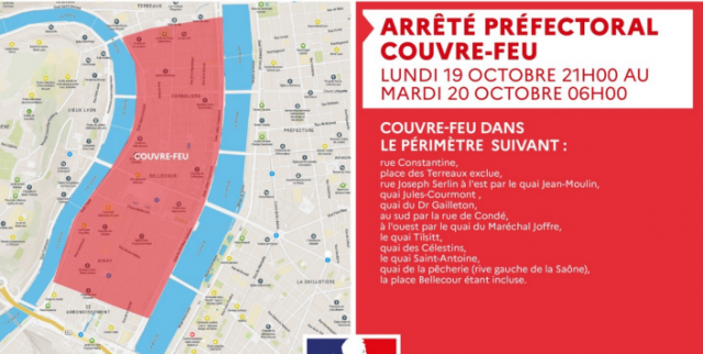 Périmètre du couvre-feu © Prefecture du Rhone