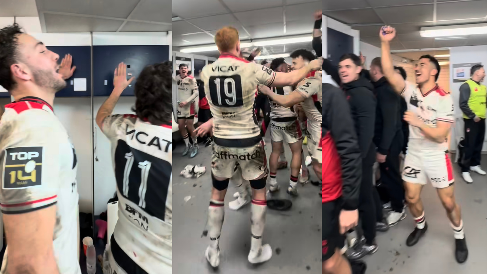 LOU : la belle célébration des joueurs dans le vestiaire après l ...
